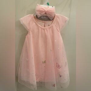 NWT Baby Starters Butterfly 2 Piece Set Onesie Dress with Bow Size 18m